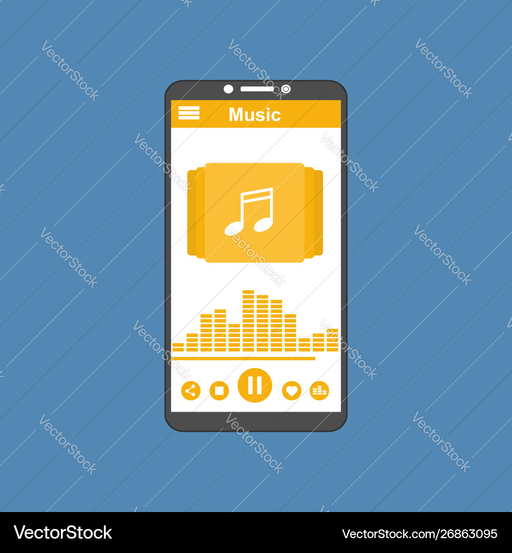 Media player application app template with flat Media player application app template with flat vector image