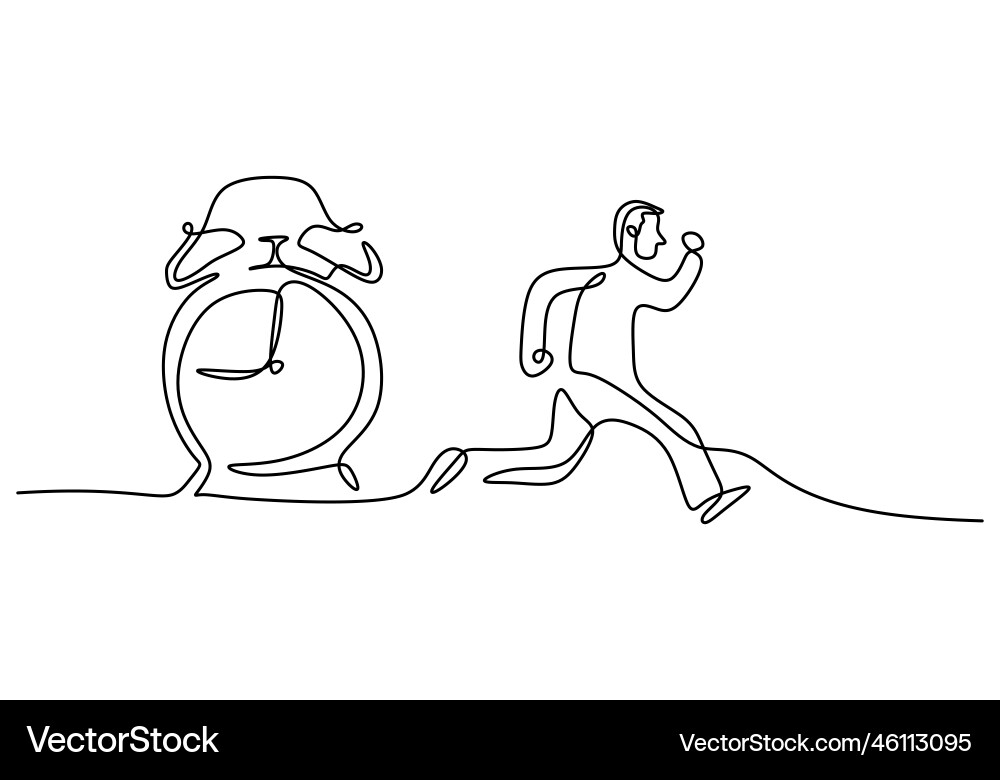 One continuous single line of man running from One continuous single line of man running from vector image