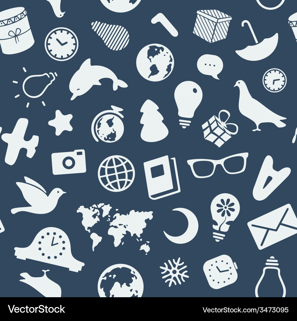 Pattern of various objects and symbols vector image