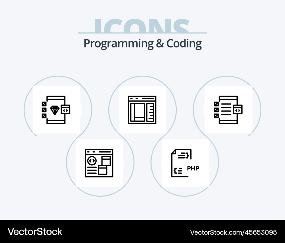 Programming and coding line icon pack 5 vector image