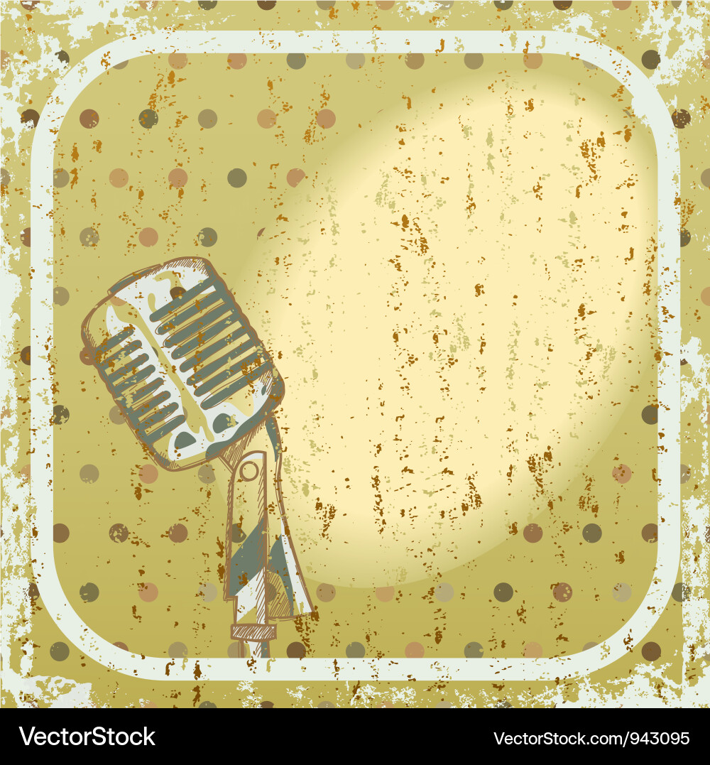 Retro Microphone Grunge Background Vector Image