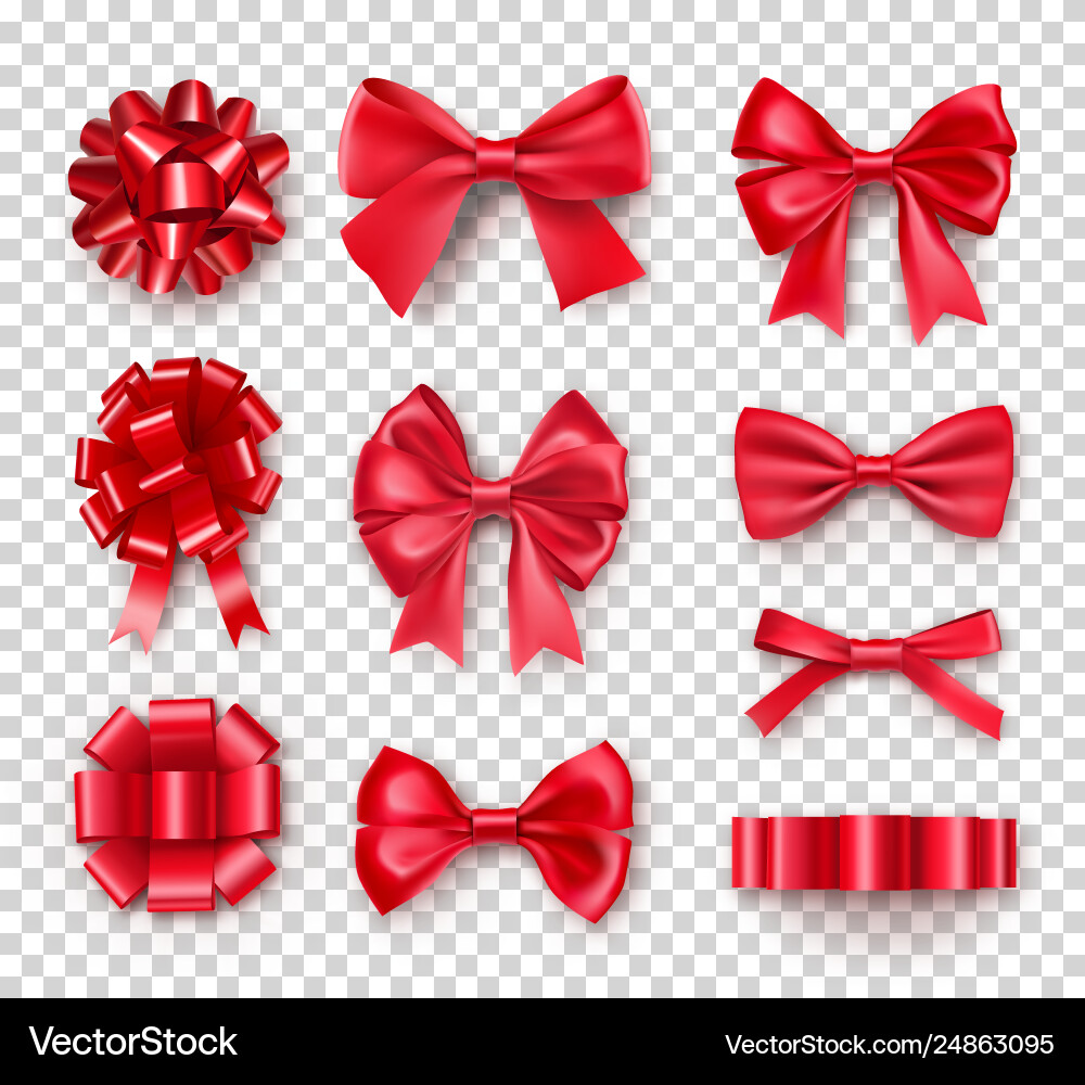 Romantic red gift bows with ribbons Romantic red gift bows with ribbons vector image