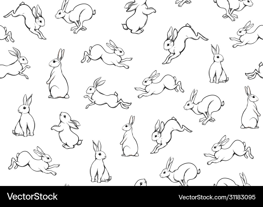Seamless pattern background with cute rabbits Seamless pattern background with cute rabbits vector image