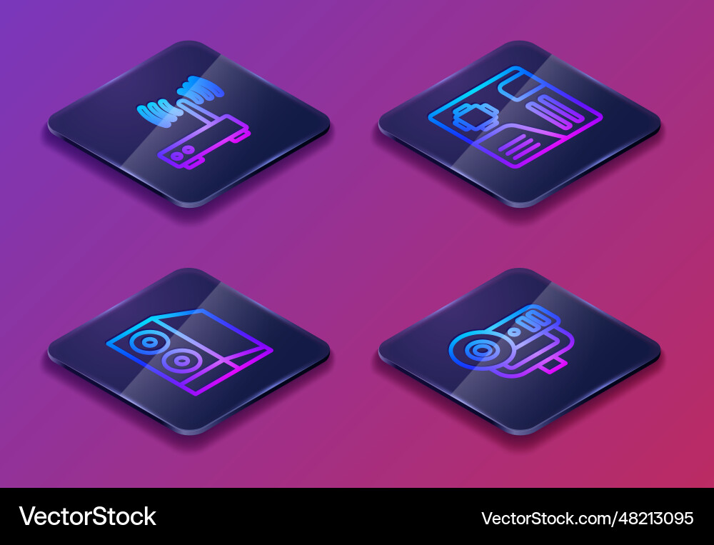 Set isometric line router and wi-fi signal case Set isometric line router and wi-fi signal case vector image