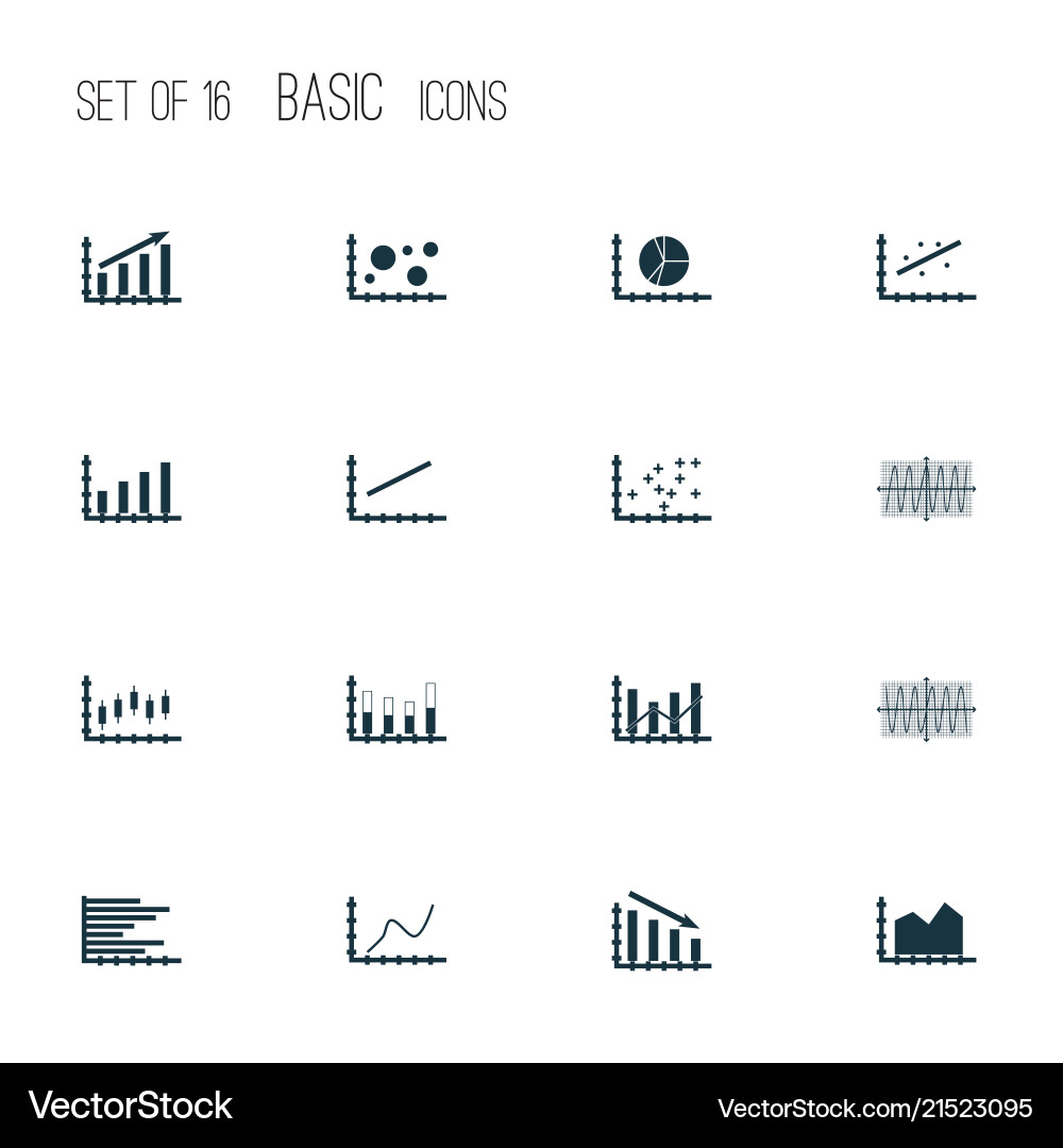 Set of graphs diagrams and statistics icons Set of graphs diagrams and statistics icons Vector Image