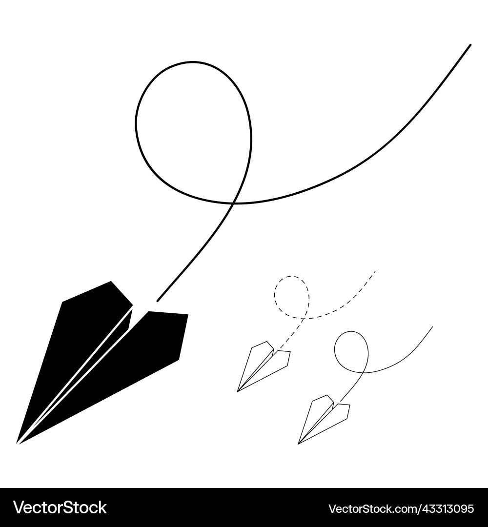 Set of paper plane icons outline simple Vector Image