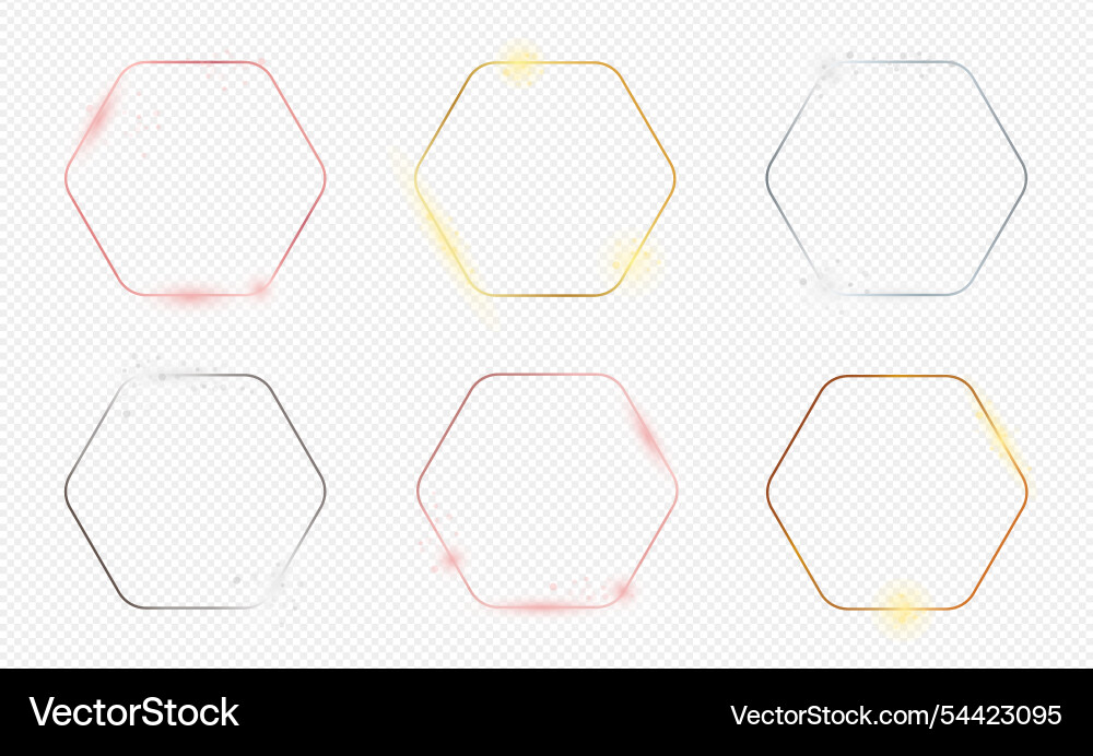 Set of six rounded hexagon frames Set of six rounded hexagon frames vector image