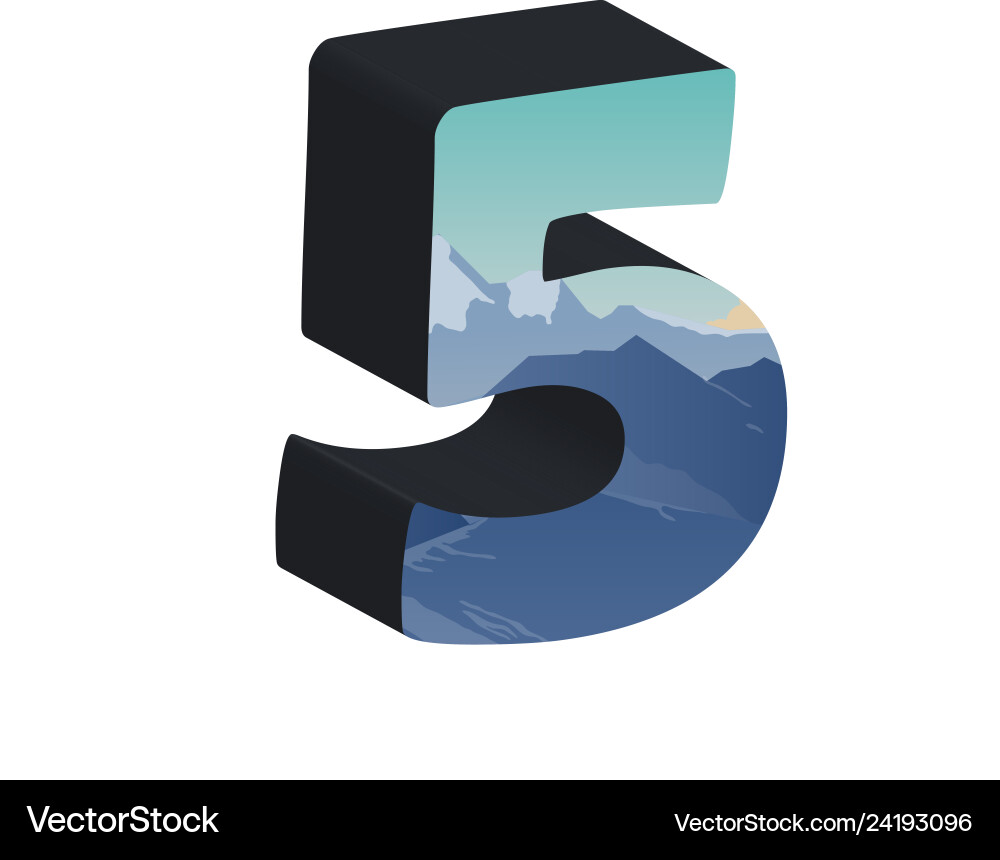 3d number five of font 3d number five of font vector image