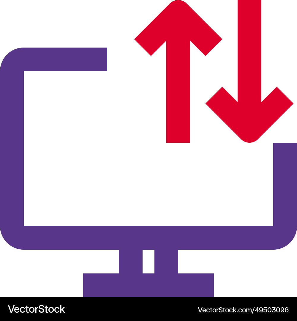 A desktop computer is utilized for data transfer Vector Image
