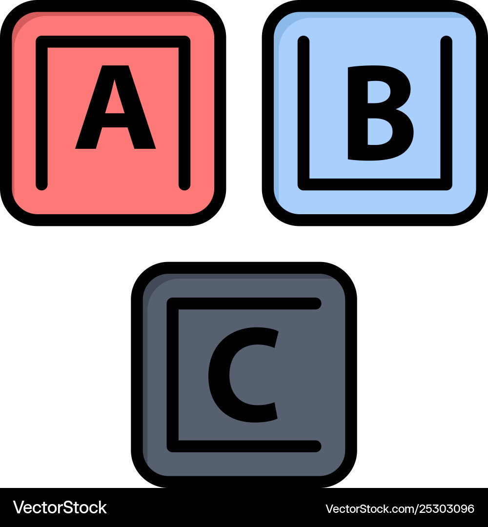 Abc blocks basic alphabet knowledge flat color Abc blocks basic alphabet knowledge flat color Vector Image
