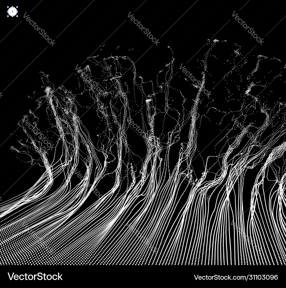 Array with dynamic emitted particles water splash Array with dynamic emitted particles water splash vector image