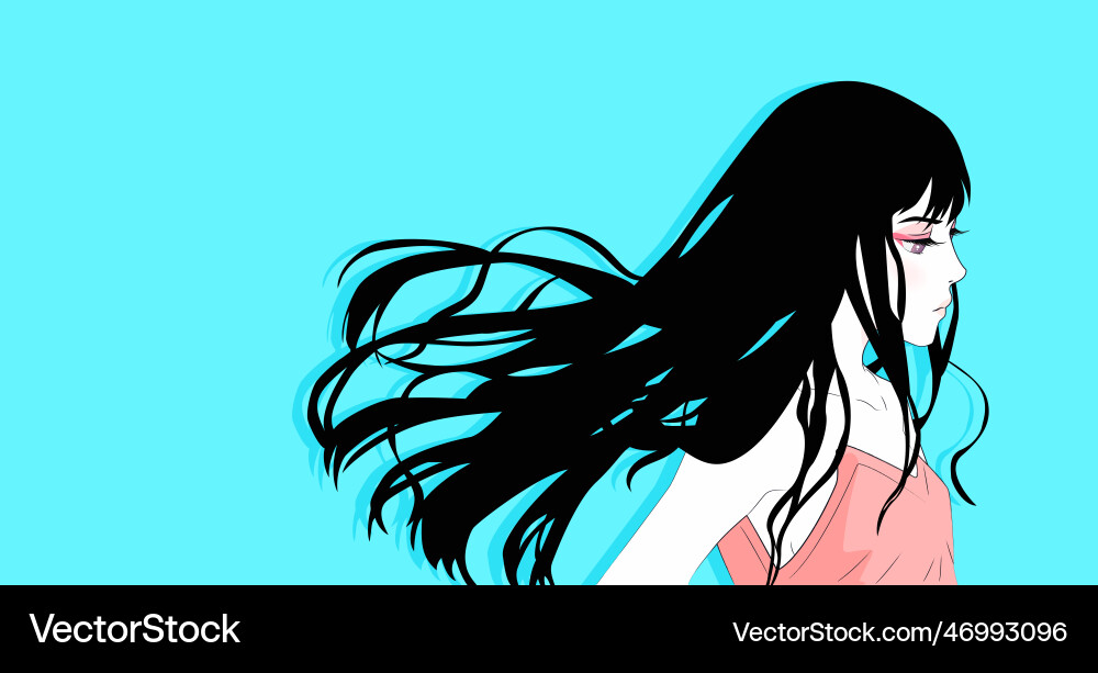 Art with anime girl on blue background Art with anime girl on blue background vector image