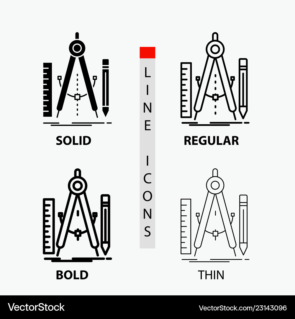 Build design geometry math tool icon in thin Vector Image