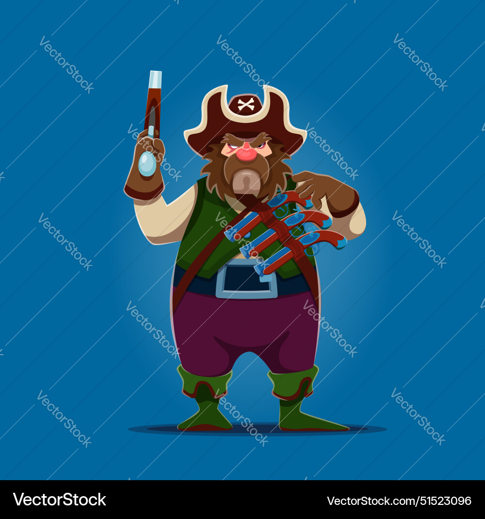 Cartoon pirate or corsair boatswain character Cartoon pirate or corsair boatswain character vector image