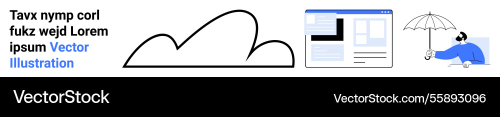 Cloud outline web page interface and person Cloud outline web page interface and person Vector Image