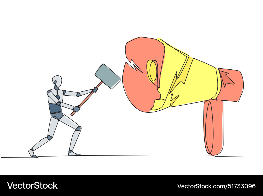 Continuous one line drawing smart robot preparing Continuous one line drawing smart robot preparing vector image