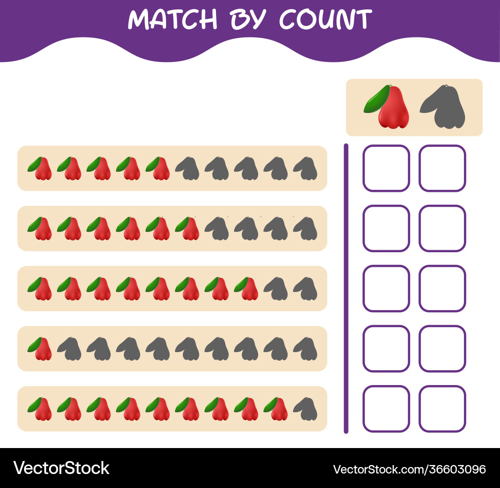 Count the Roses & Apples - Matching Game Vector Image