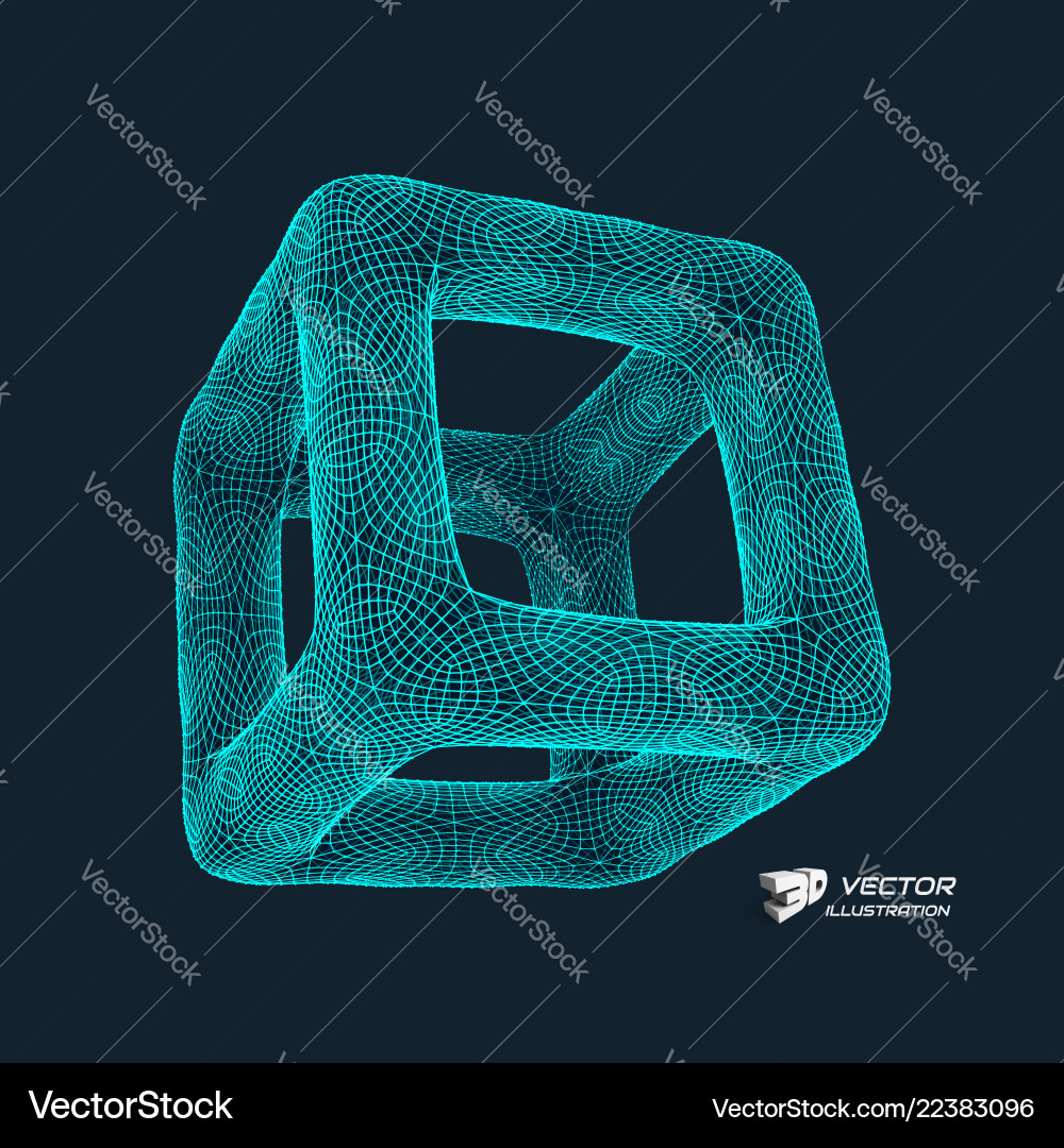 Cube connection structure 3d grid design vector image