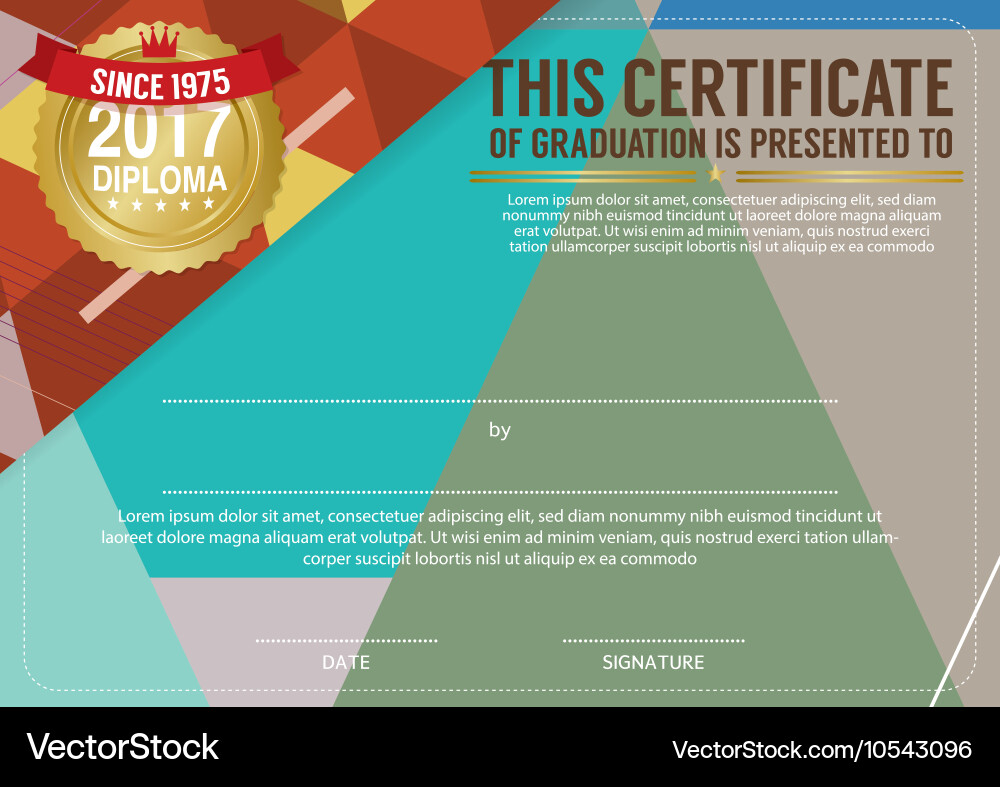 Diploma certificate template with modern pattern Vector Image