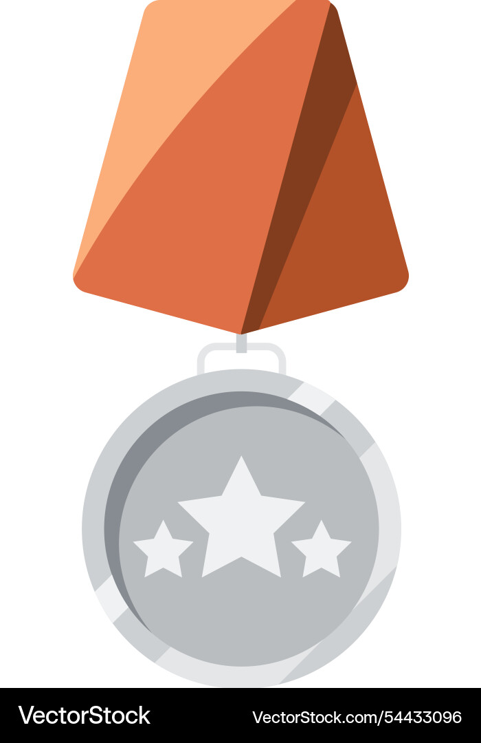 Eine Silbermedaille mit drei Sternen und einer Orange Eine Silbermedaille mit drei Sternen und einer Orange vektorbild
