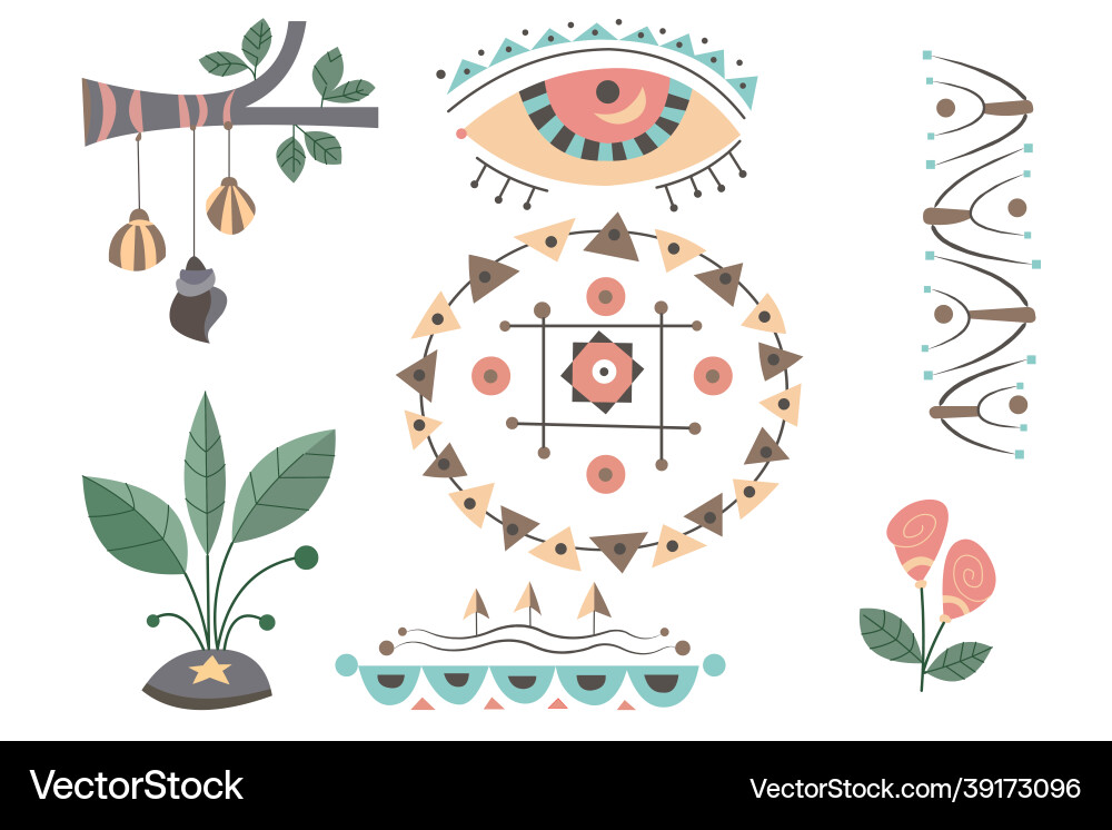 Flat design boho element set Vector Image