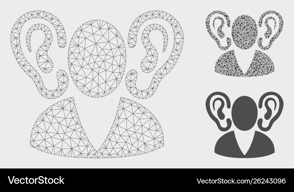 Listener mesh 2d model and triangle mosaic Listener mesh 2d model and triangle mosaic vector image