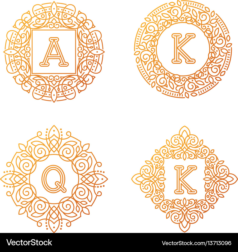 Monogram bage logo text letter Monogram bage logo text letter vector image