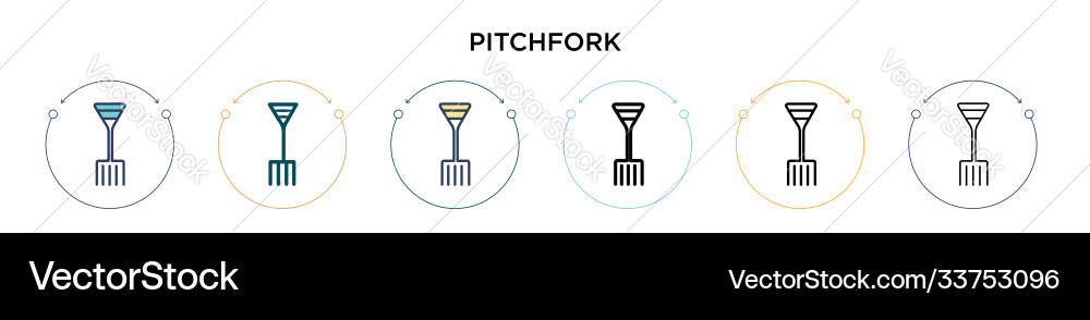 Pitchfork-Symbol in gefüllter dünner Linie Pitchfork-Symbol in gefüllter dünner Linie vektorbild