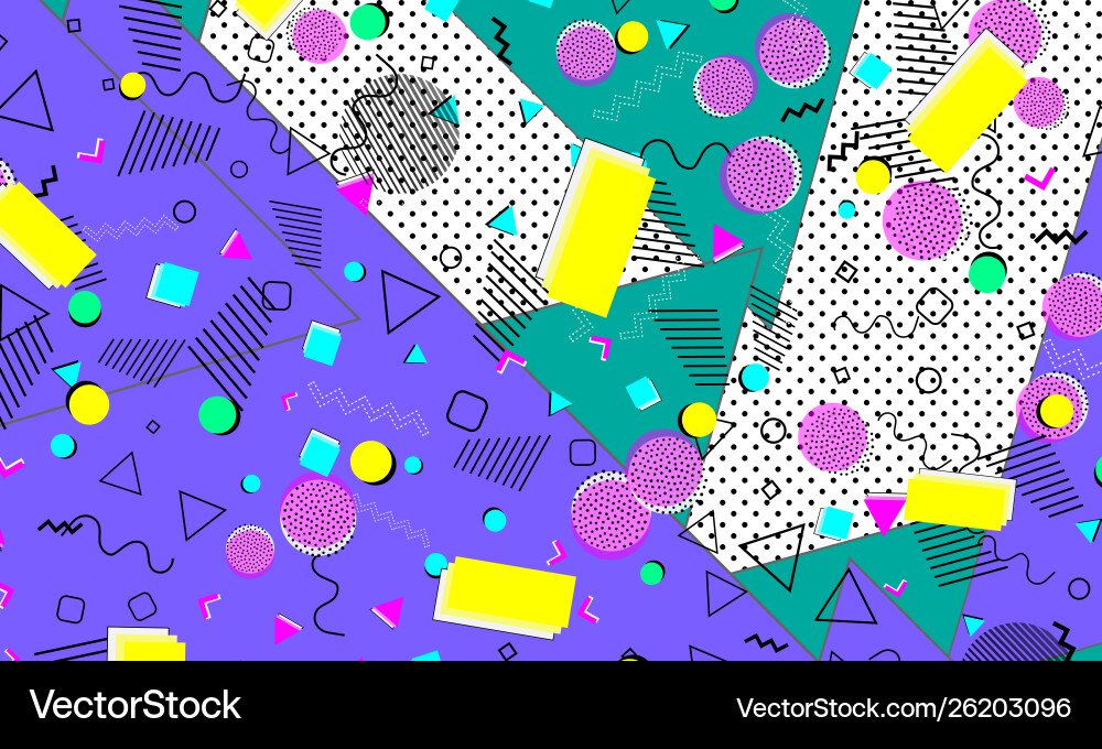 Pop art color background memphis pattern Vector Image