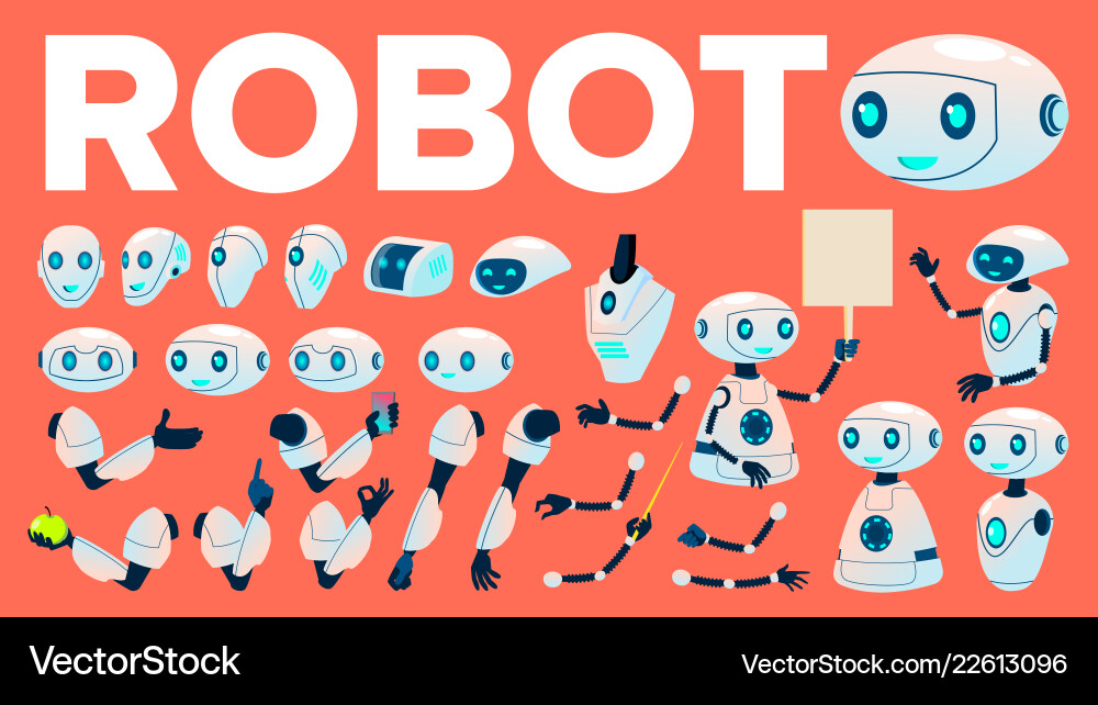 Robot animation set futuristic technology Robot animation set futuristic technology vector image