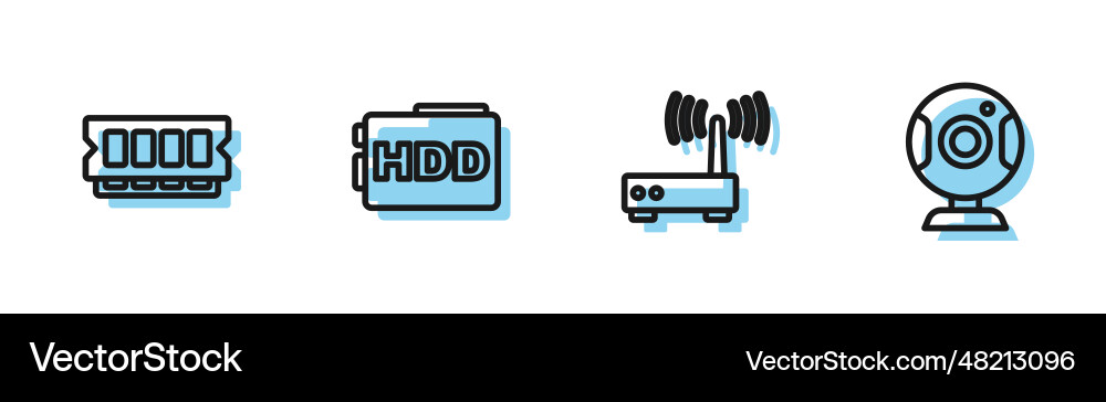 Set line router and wi-fi signal ram random Set line router and wi-fi signal ram random vector image