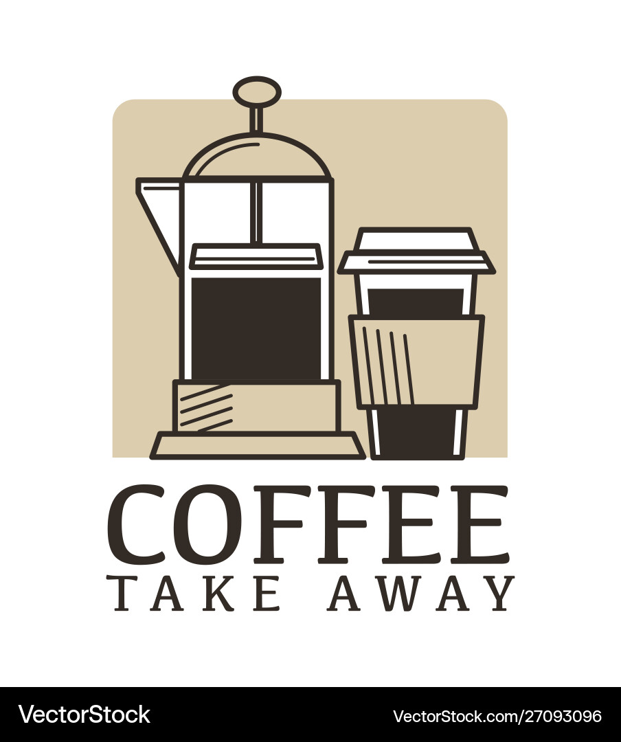 Takeaway cup and pot coffee drink cafe isolated Takeaway cup and pot coffee drink cafe isolated vector image