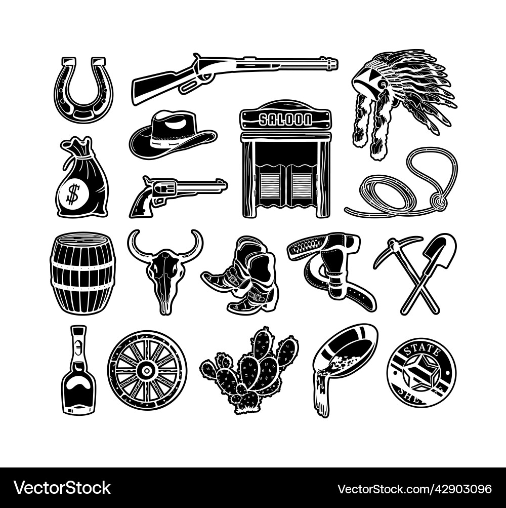 Western Icons wild west Cowboy Limousine Logo Western Icons wild west Cowboy Limousine Logo vektorbild