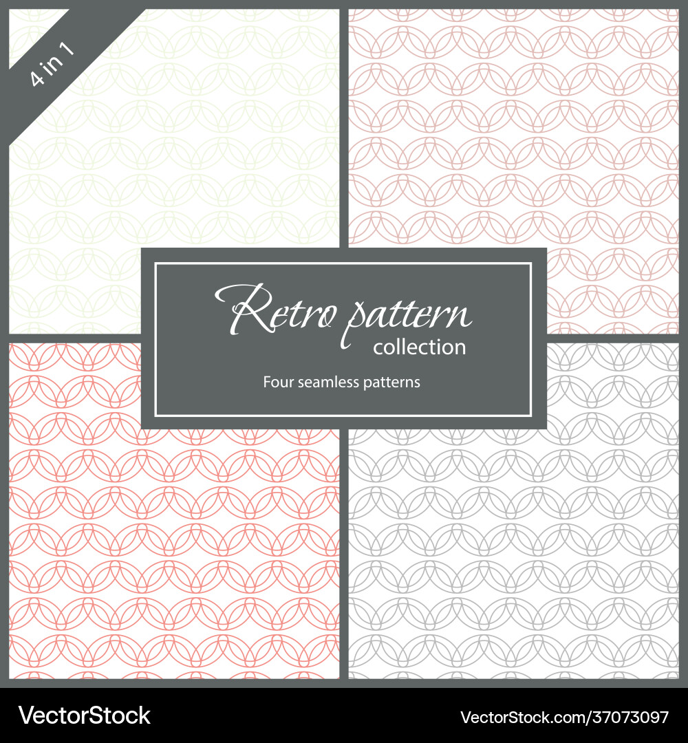 4 seamless patterns in retro style pattern Vector Image