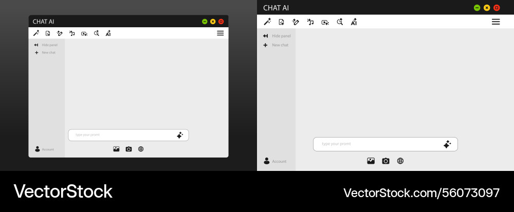 Ai chat window interface with interactive icons vector image