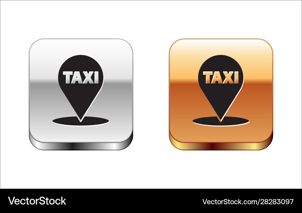 Black map pointer with taxi icon isolated on white Black map pointer with taxi icon isolated on white vector image