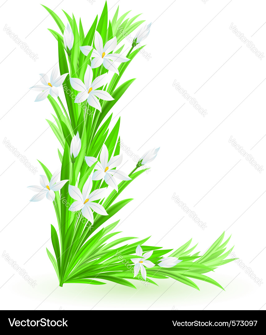 Frühling Blumen Brief L Vektorbild