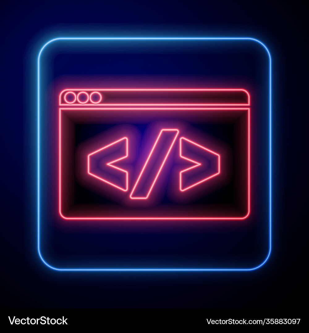 Glowing neon web design and front end development Glowing neon web design and front end development vector image