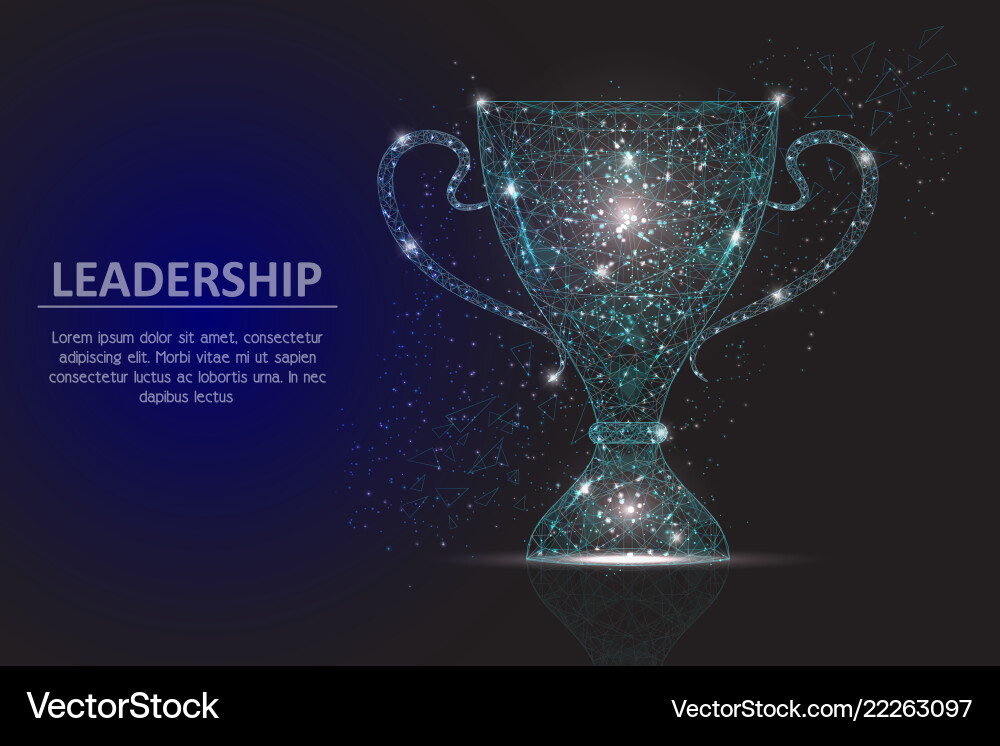 Leadership winner cup geometric polygonal vector image