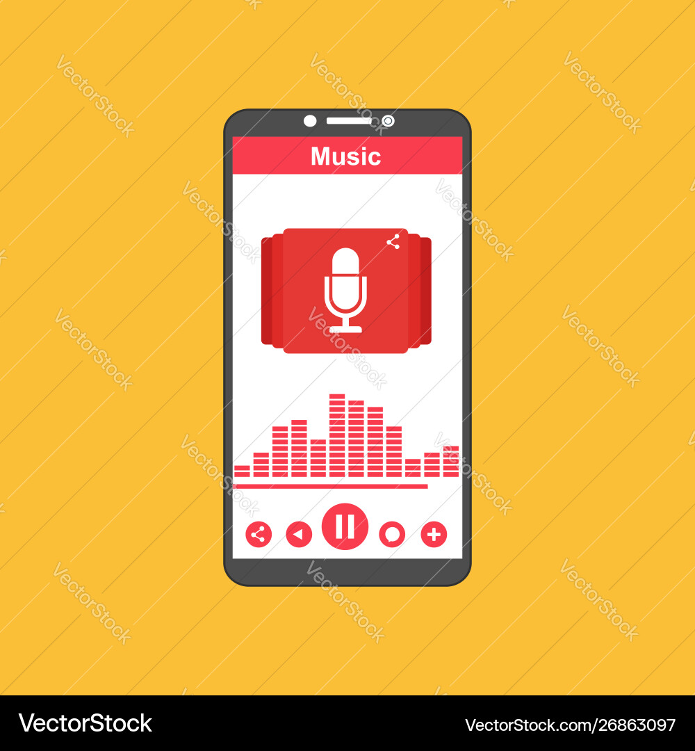 Media player application app template with flat Media player application app template with flat Vector Image