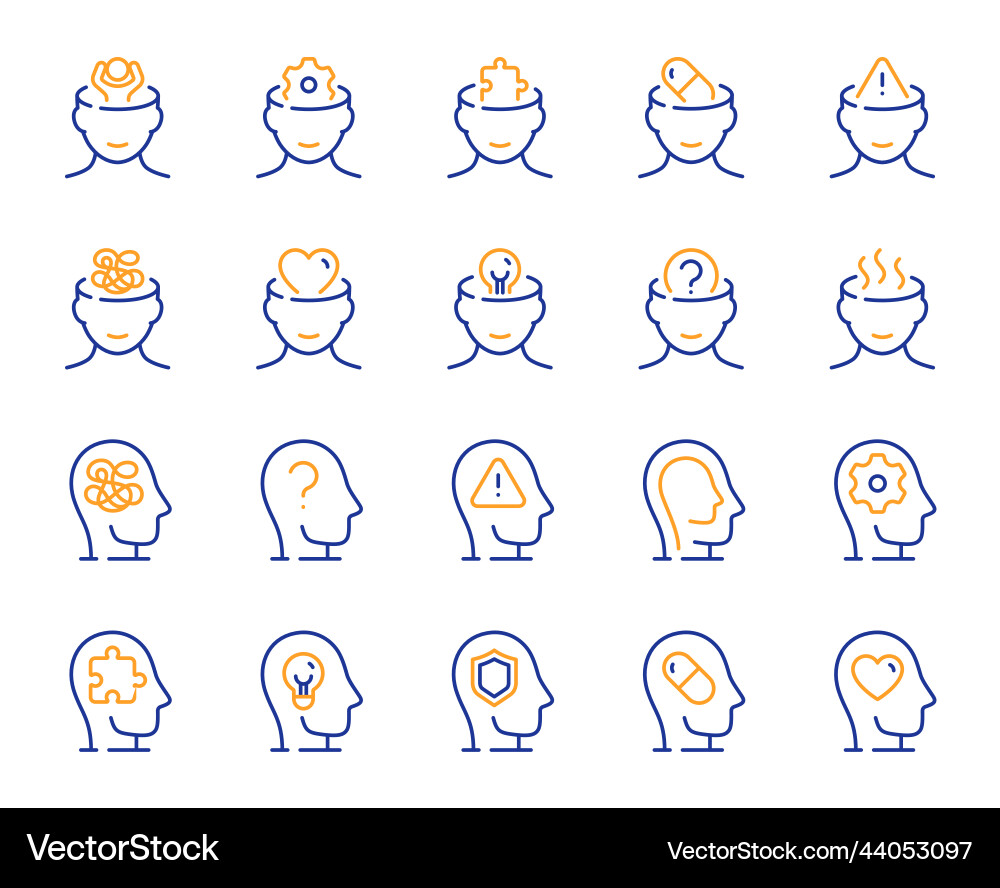 Mental Health & Wellness Linie Icons vektorbild