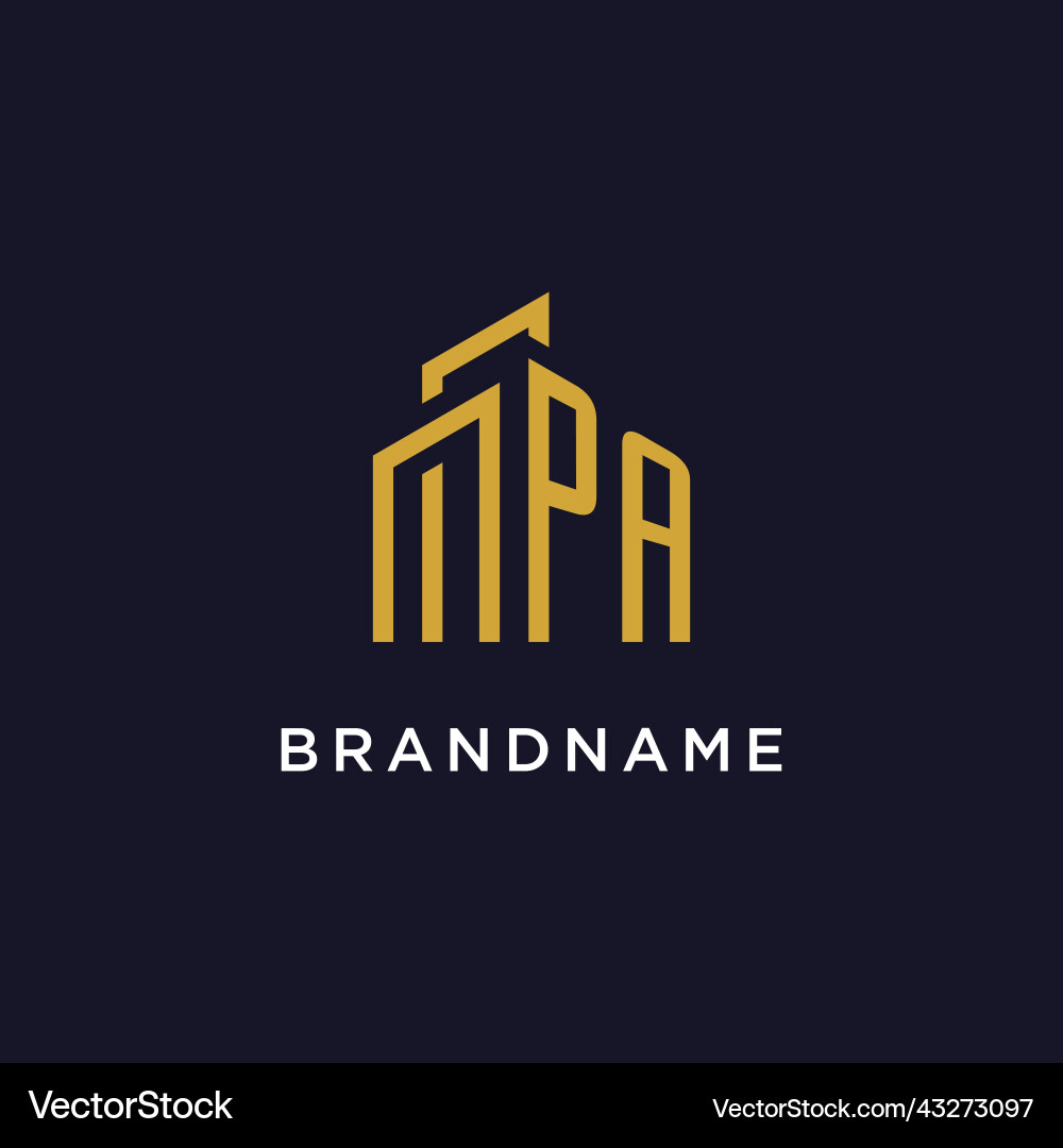 Pa initial monogram with building logo design Pa initial monogram with building logo design Vector Image