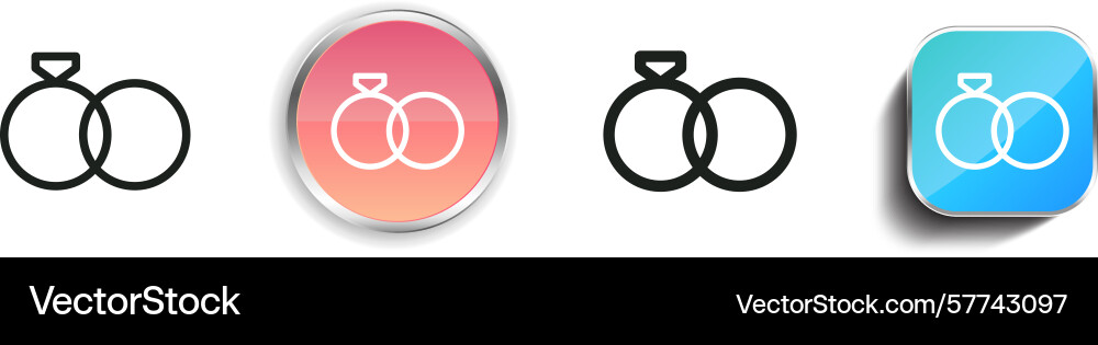 Rings icon thin linear regular and button style Rings icon thin linear regular and button style vector image