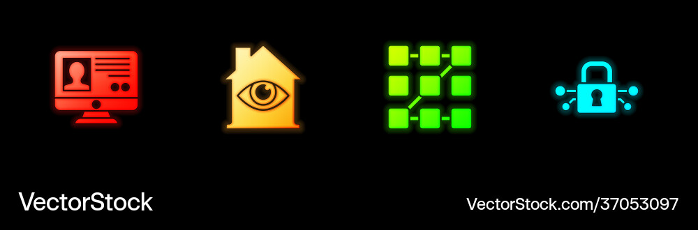 Set create account screen house with eye scan Set create account screen house with eye scan vector image