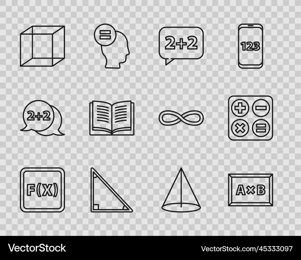 Set line equation solution calculation graph Set line equation solution calculation graph vector image