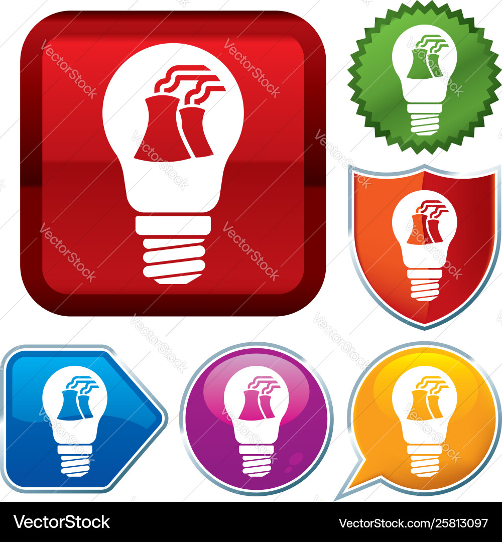 Set shiny icon series on buttons lightbulb vector image
