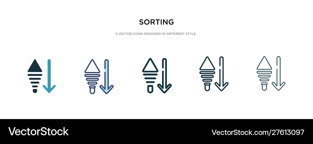 Sorting icon in different style two colored vector image