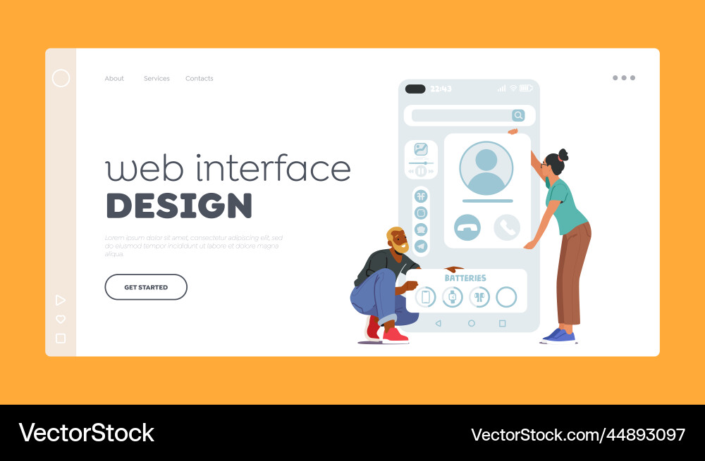 Web interface design landing page template ux ui Web interface design landing page template ux ui vector image