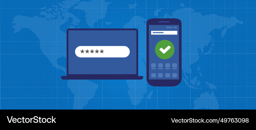 2fa two factor authentication laptop screen 2fa two factor authentication laptop screen vector image