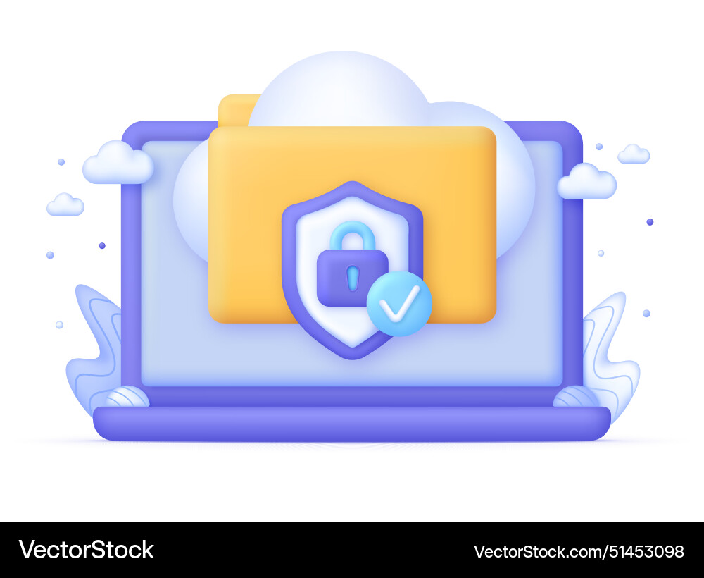 3d database security on computer 3d database security on computer vector image